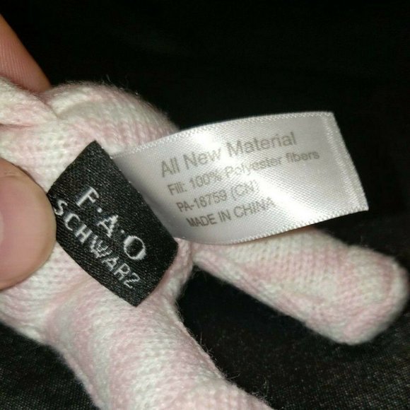 Lovey Plush Bunny Rabbit FAO Schwarz Pink & White Small Stuffed Animal Toy 4" - Picture 4 of 8